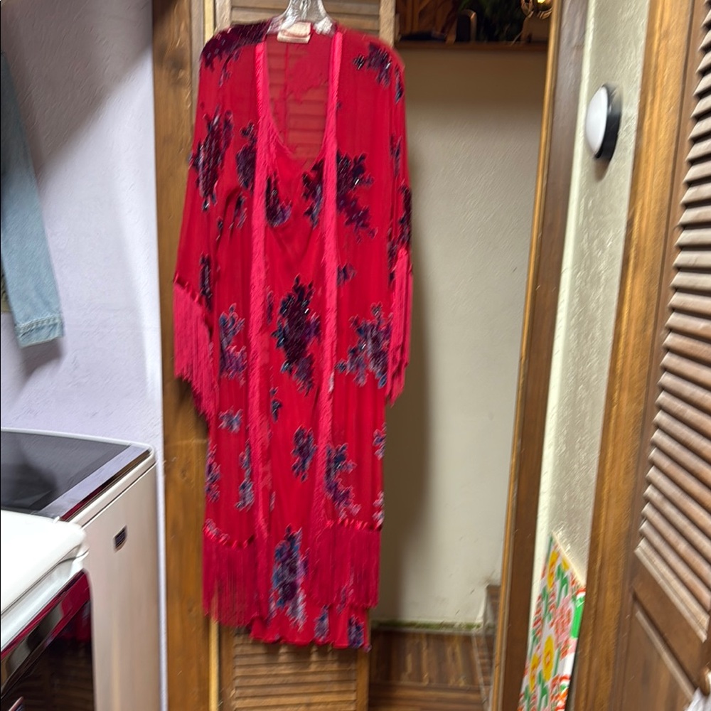 Elegant Red and Black Women's Matching nightgown & robe